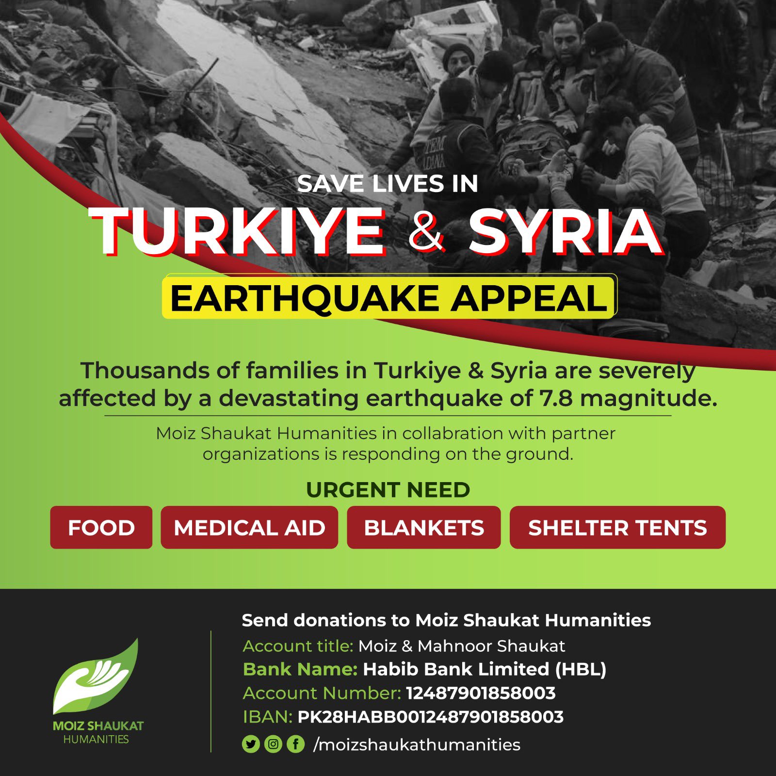 Moiz Shaukat Humanities on Twitter "Join us in supporting earthquake