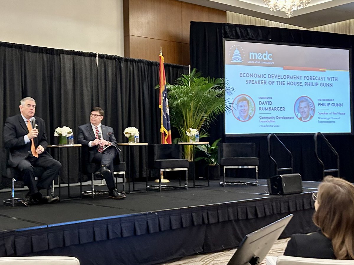 MSGCBC's tweet image. LT. Governor Hosemann and Speaker Philip Gunn talk economic development at 2023 @medcinfo Legislative Conference. #SiteDevelopment #Workforce #Leadership