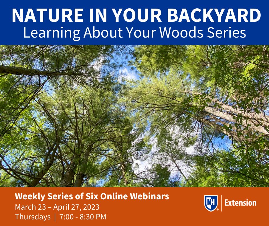 This online workshop series is designed specifically (but not exclusively) for smaller landowners with 1-10 acres. The purpose is to help landowners make informed decisions that impact water, wildlife populations, recreation, and forest health. extension.unh.edu/event/2023/03/…
