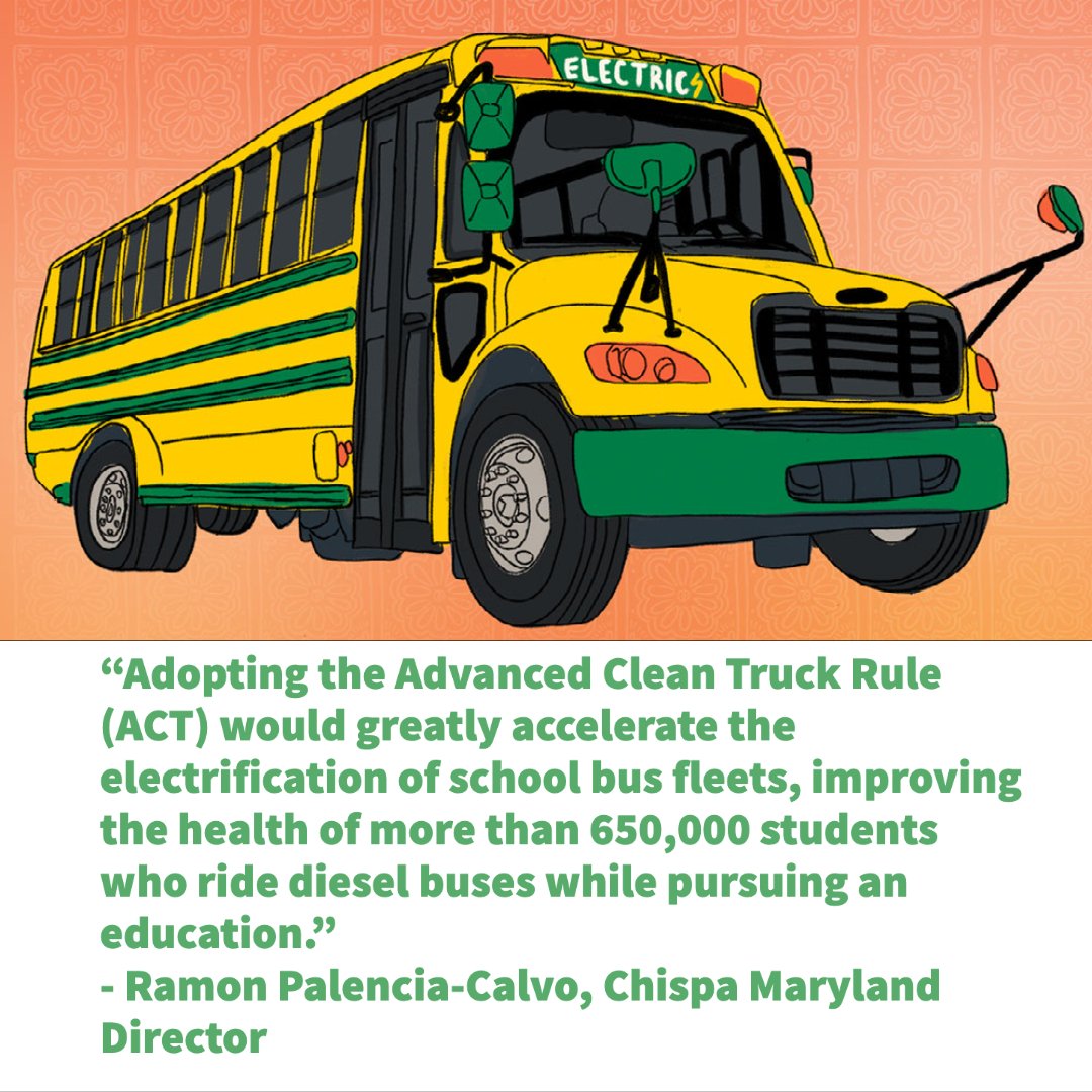 Yesterday, Chispa MD Director Ramon Palencia-Calvo testified in favor of adopting the Advanced Clean Truck Rule to ensure that electric trucks & #electricschoolbuses are deployed in Maryland communities most impacted by diesel pollution.