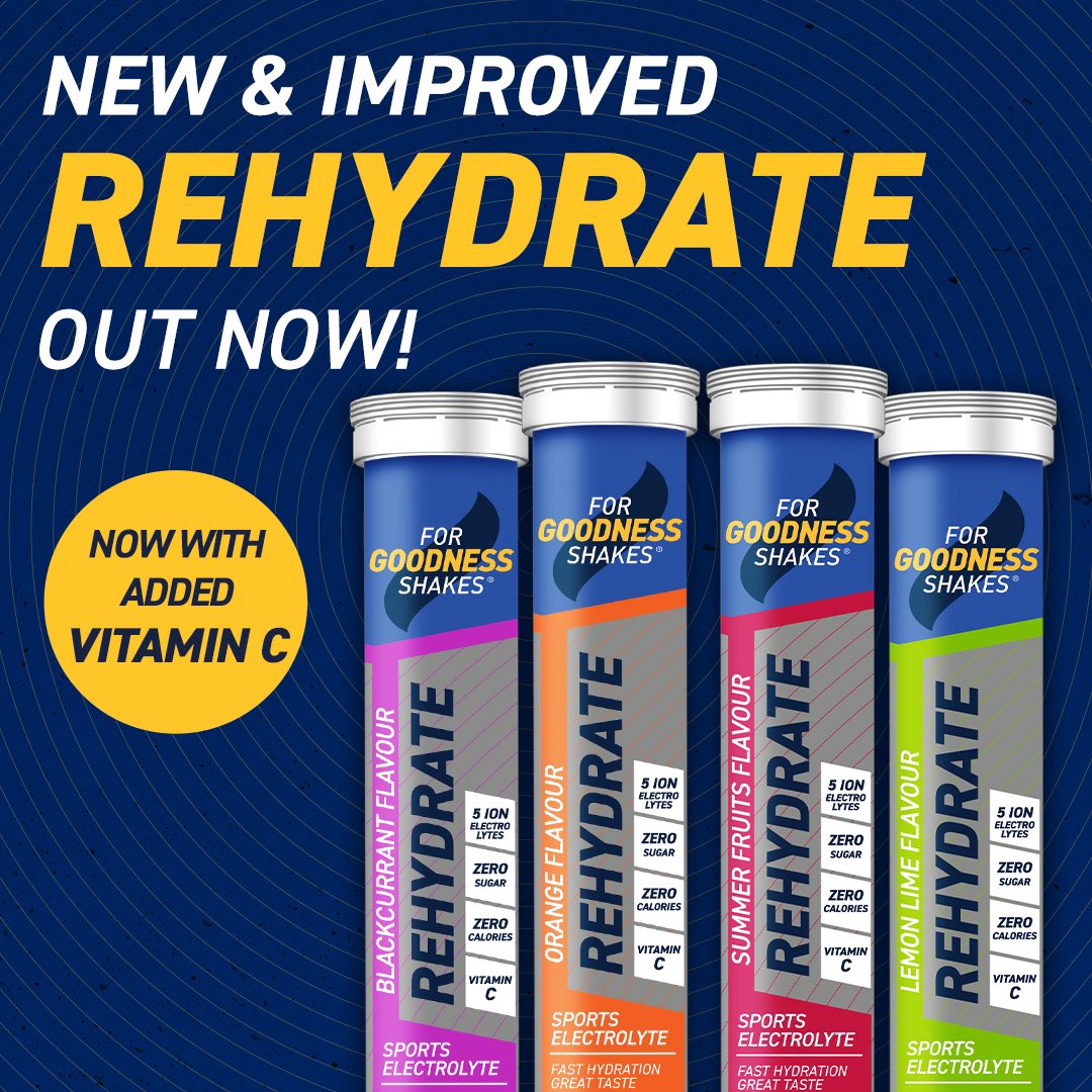 Introducing…our new &amp; improved Rehydrate tabs! Available now from our online store and Decathlon stores across the UK.

#Rehydrate #Electrolytes #Hydration #GrabTheGood 

forgoodnessshakes.com/products/hydro…