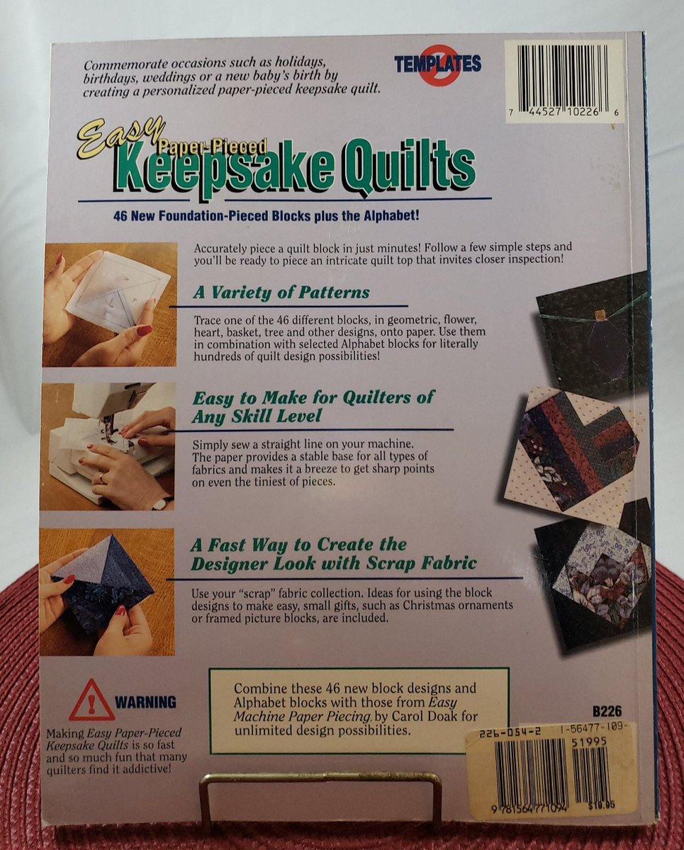 quilts_more's tweet photo. Vintage Easy Paper-Pieced Keepsake Quilts Softback Book by Carol Doak, Blocks, Alphabet, Geometric, Flower, Heart, Basket, Tree, Ornaments https://t.co/sHrQe0mso7 #ImagineQuiltsAndMore #Etsy #PaperPiecing https://t.co/Gi5ZEH62mk