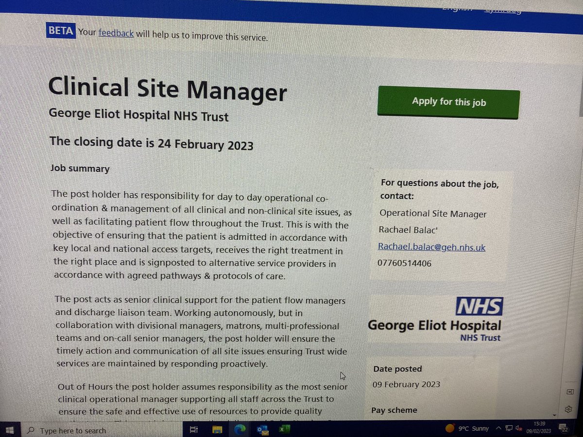 Spread the word.  A rare opportunity to join the GEH capacity team. Please get in touch for further discussions or the chance to come and spend some time with us. #gehnews