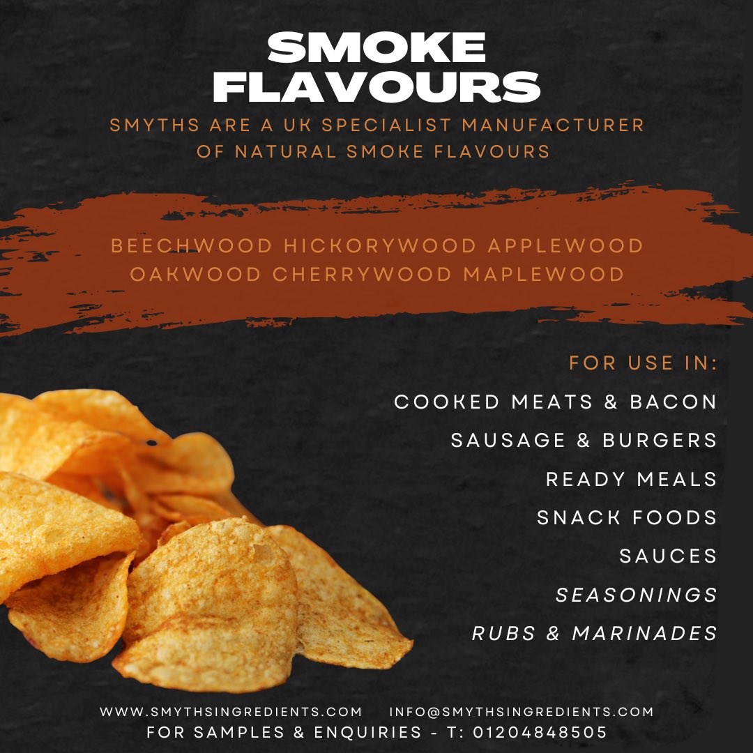 NATURAL SMOKE FLAVOURS🔥 

Smyths are a UK specialist manufacturer of Natural Smoke Flavours! 

Message us to give them a try🔥👌🏽 

#smyths #smythsingredients #flavours #uk #food #foodie #smythsflavours #smythsingredientsandflavours #smoke #smokeflavour #smokeflavours