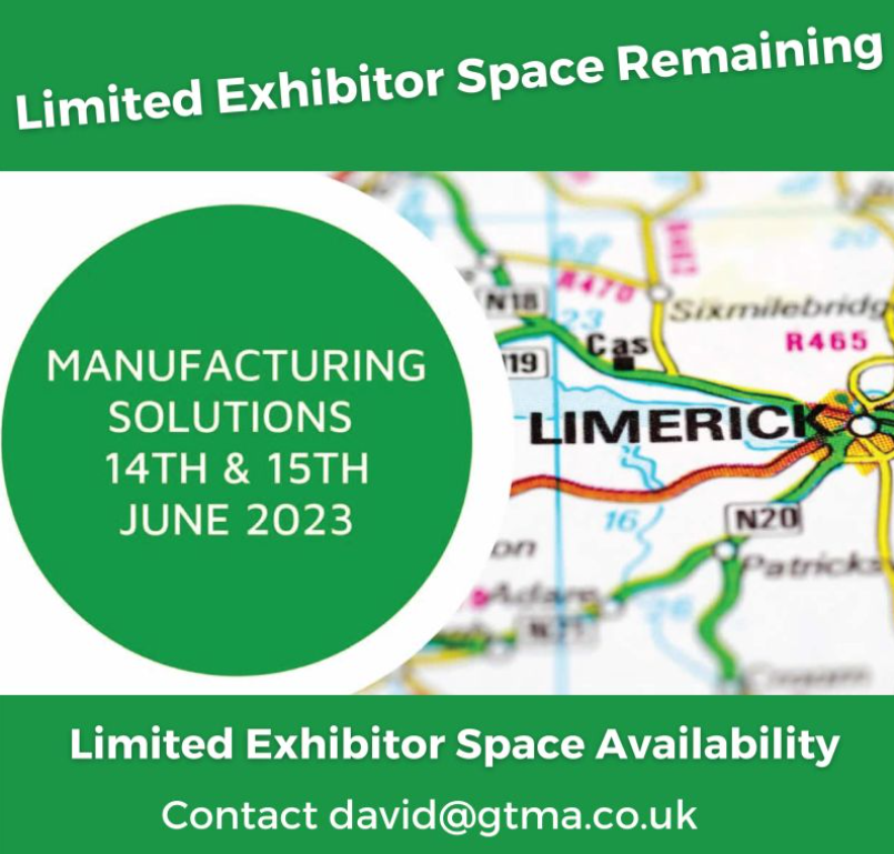 *MANUFACTURING SOLUTIONS IRELAND, 2023*
Exhibit alongside the most advanced providers of manufacturing products, services, machinery and technology providers
okt.to/zCKVX4
Contact david@gtma.co.uk for further information
 #manufacturing #ukmfg #machinetools #technology