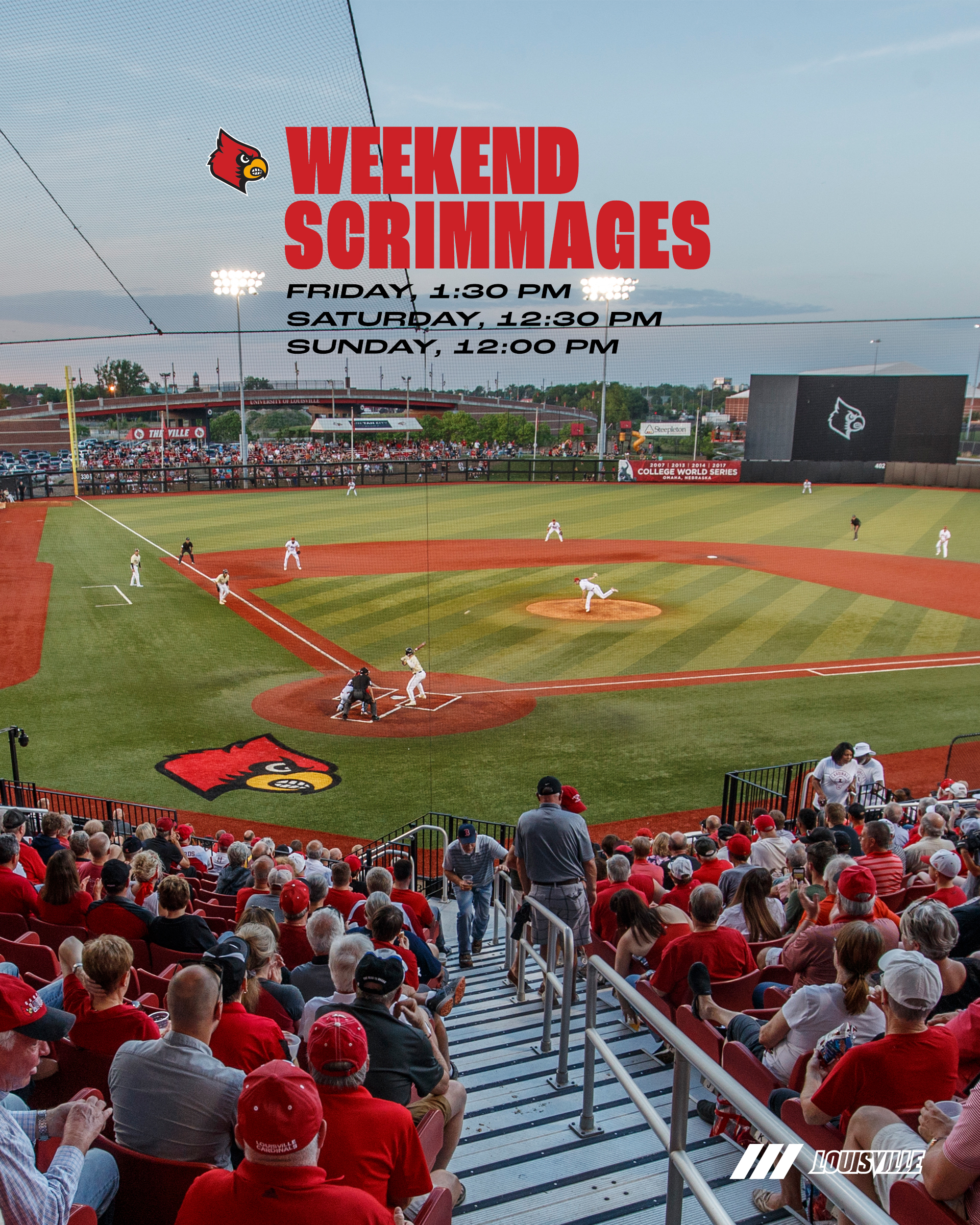Louisville Baseball on X: Last three scrimmages of the preseason. 📅  Friday, Saturday, Sunday 🚗 Left field lot parking only 🏟️ Must enter  through left field gate #GoCards  / X
