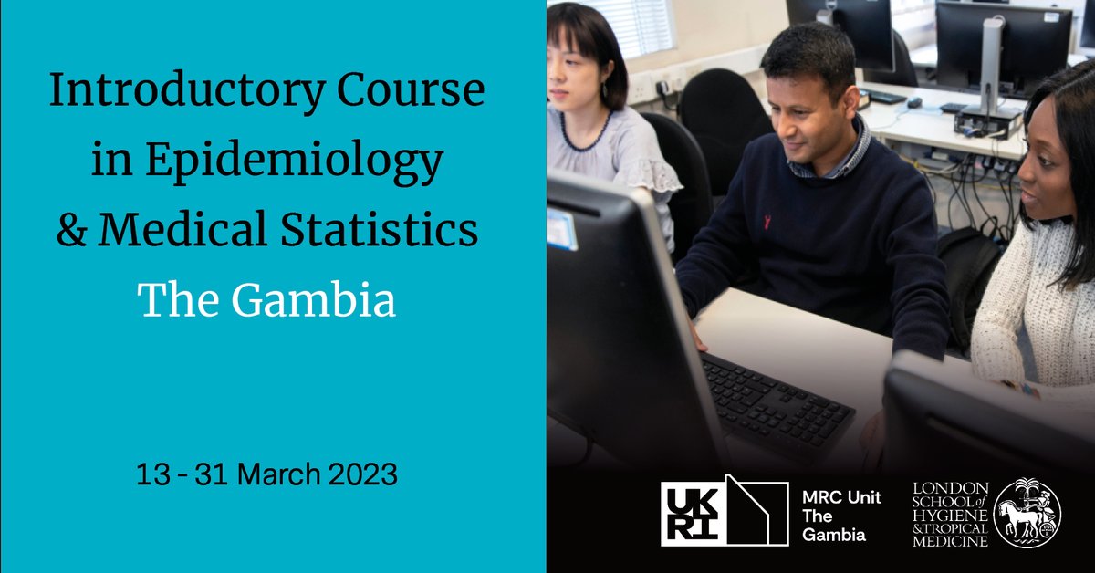 mrcunitgambia's tweet photo. Are you looking for in-person, world-class epi #stats training in an exciting (&amp; warm...) West African #globalhealth setting? 🙂  

We are offering a 3⃣week intro course in Epidemiology &amp; Medical Statistics.

For more info and to register, click the link👇
https://t.co/YLzRdl7HOB https://t.co/HxbOWxdLvL