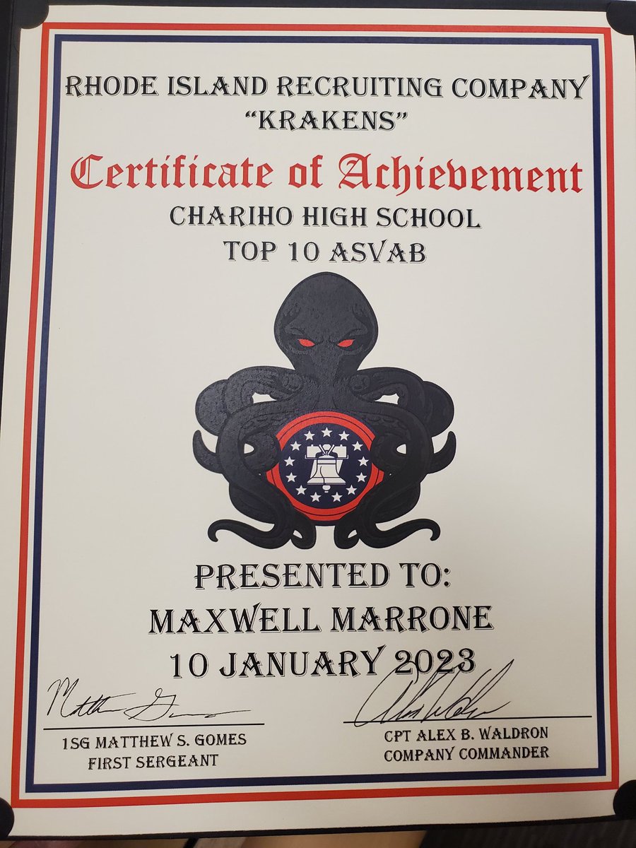 Chariho Alternative Learning Academy (@charihoacademy) on Twitter photo HUGE shout out to our student, Max Marrone!! High score on ASVAB test. Scored in top 10 for Chariho and better that 70% nationwide!!! Way to go!!! #calaproud <a href="/Chariho_Pride/">Chariho Pride</a> <a href="/CharihoRegional/">Chariho Regional💚</a> HUGE shout out to our student, Max Marrone!! High score on ASVAB test. Scored in top 10 for Chariho and better that 70% nationwide!!! Way to go!!! #calaproud <a href="/Chariho_Pride/">Chariho Pride</a> <a href="/CharihoRegional/">Chariho Regional💚</a>