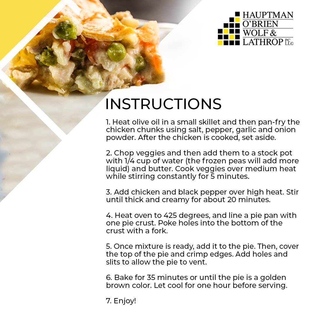 OmahaInjury's tweet image. In honor of #NationalGreatAmericanPiesMonth, we couldn&apos;t resist sharing our favorite chicken pot pie recipe. This pie is oh-so-delicious between the flaky dough and the creamy filling! This recipe is a family favorite and never disappoints. Who&apos;s excited to try this?

#PieRecipe