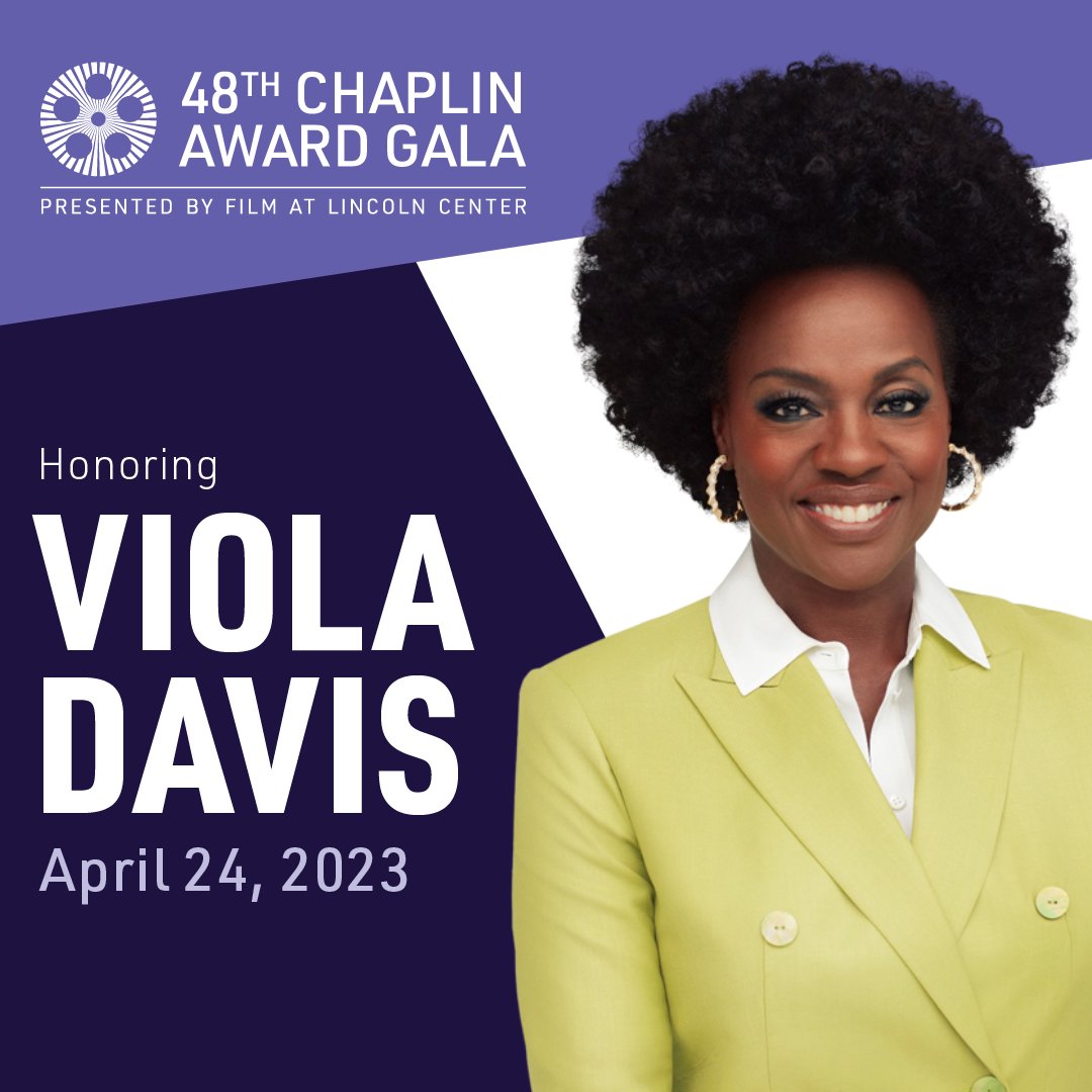 FilmLinc's tweet photo. We’re thrilled to announce Viola Davis (@violadavis) as the recipient of the 48th #ChaplinAward, to be presented at a gala honoring her on April 24th! Reserve your seats: https://t.co/JS18f7NBCV https://t.co/5Cwlhu4UjQ