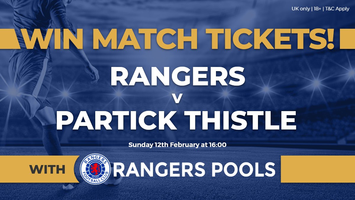 RangersFCPools's tweet photo. 🚨 FLASH GIVEAWAY 🚨

We have 2x Match Tickets for Sunday's game against Partick Thistle.

Simply retweet this tweet and follow us for a chance to win them! 🎟️

Competition closes at 6:30pm today. The winner will be chosen at random shortly after

#RangersFC https://t.co/CxAf2gOFOM