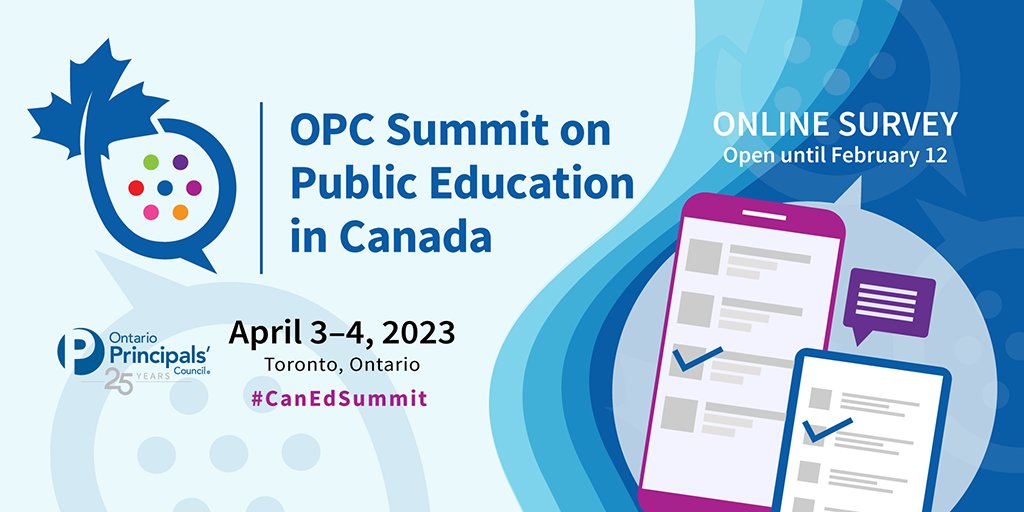 OPCouncil's tweet photo. Do you have a vested interest in Education? @OPCouncil is hosting a Summit on Public Education. We seek input from anyone in Canada who wants a voice in shaping the future of public education. Join the discussion: complete a short survey. #CanEdSummit  https://t.co/vpcqyKfQ56 https://t.co/670PQkxdrp