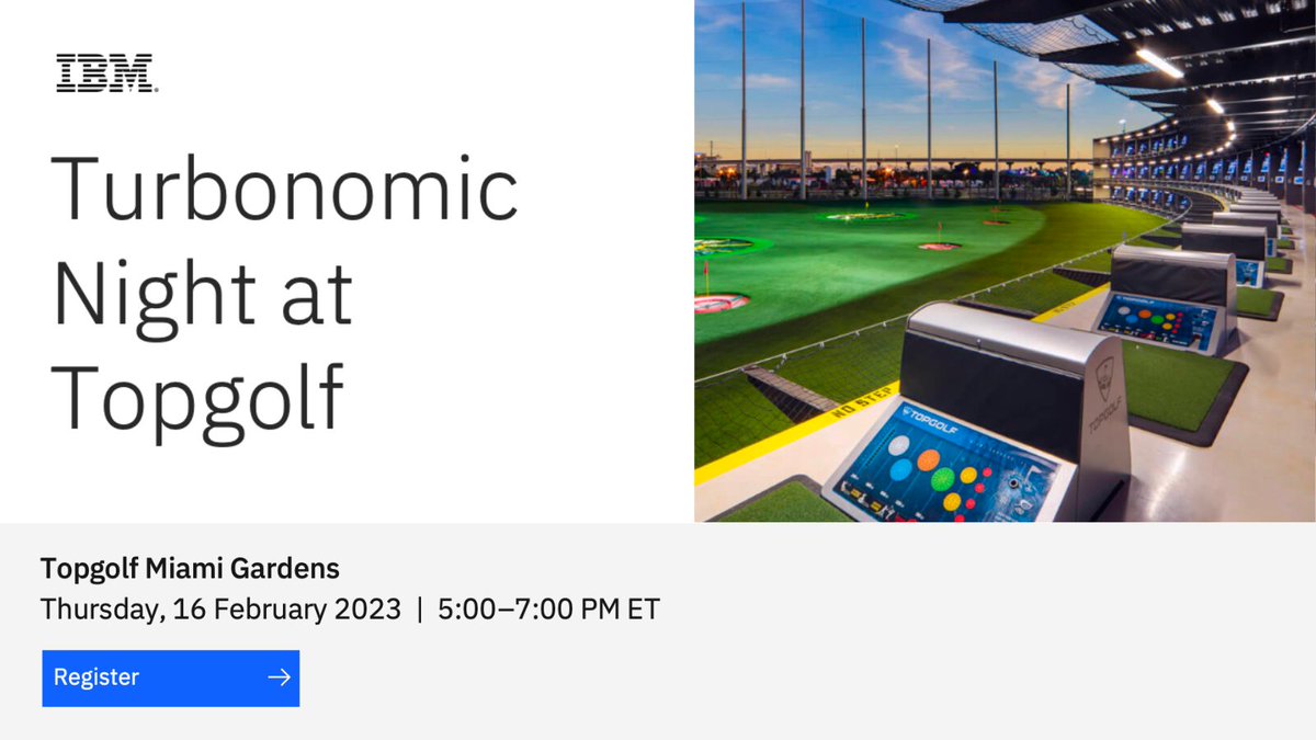 Today is the last chance to register! Join us for an interactive networking opportunity at Topgolf in Miami Gardens. You will meet Turbonomic experts and discuss how automation can deliver continuous optimization of hybrid and multi-cloud environments. ibm.co/40tfOPm