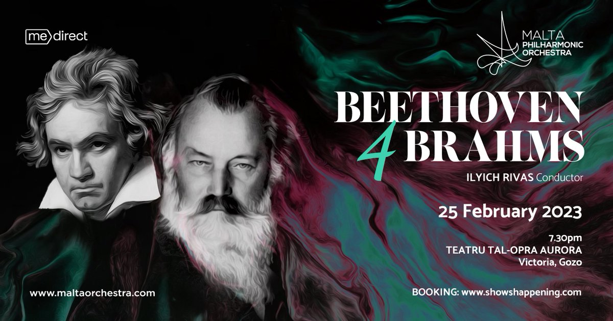 📢 The MPO returns to Gozo - directed by famed Venezuelan-born American conductor Ilyich Rivas presents 🎼 Beethoven and Brahms' Symphony no.4 as composed by the two German musical giants.

👉 Learn More: maltaorchestra.com/events/beethov…