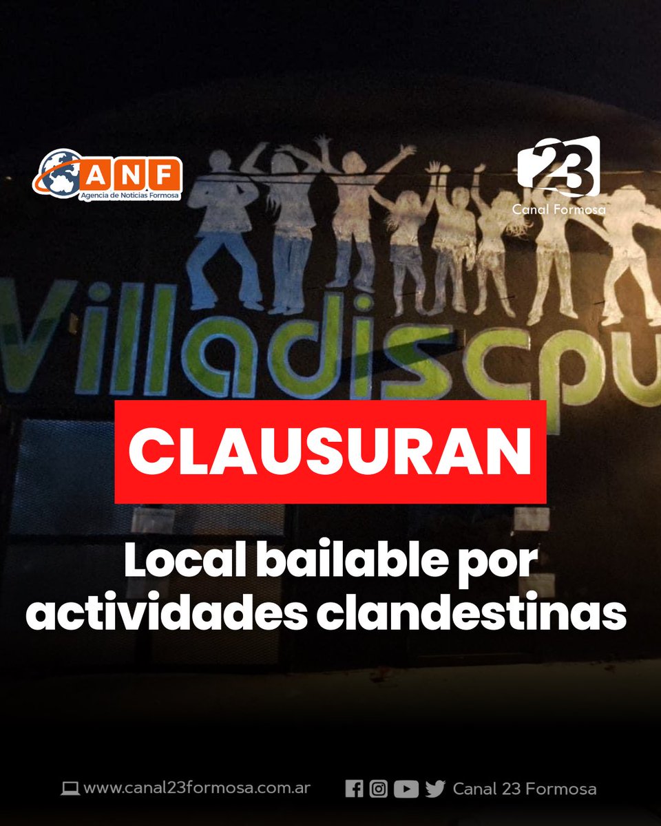 canalformosa's tweet photo. 🔴 #CLAUSURADO • Se procedió a la clausura de un local bailable donde se realizaban apuestas ilegales y clandestinas, en la localidad de #Villafañe 💸
#Policiales #Viral #Interior #VillaDiscPub #IAS #JuegosClandestinos #Boliche #Bailanta #Casinoilegal #juegosilegales https://t.co/K9BuMuOt5A