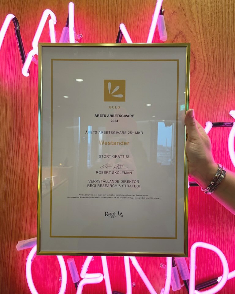 Westander är Årets arbetsgivare – för tredje gången på fyra år. Vi är extra glada och stolta över att vinna just Årets arbetsgivare då vi vill vara vill vara pr-branschens bästa arbetsplats, inte minst för högpresterande småbarnsföräldrar.