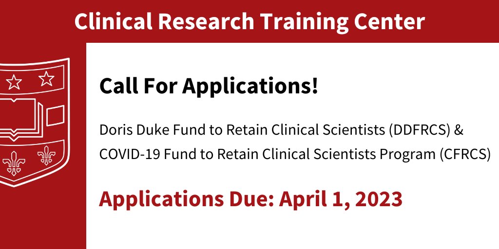WashU Medicine Department of Medicine (@washudeptmed) on Twitter photo Call for applications for the Doris Duke Fund to Retain Clinical Scientists (DDFRCS) & COVID-19 Fund to Retain Clinical Scientists Program (CFRCS) letters of intent and applications due: April 1, 2023.
For more details/To apply: ow.ly/GutB50MNEeC
<a href="/WUSTLmed/">Test Account</a> Call for applications for the Doris Duke Fund to Retain Clinical Scientists (DDFRCS) & COVID-19 Fund to Retain Clinical Scientists Program (CFRCS) letters of intent and applications due: April 1, 2023.
For more details/To apply: ow.ly/GutB50MNEeC
<a href="/WUSTLmed/">Test Account</a>