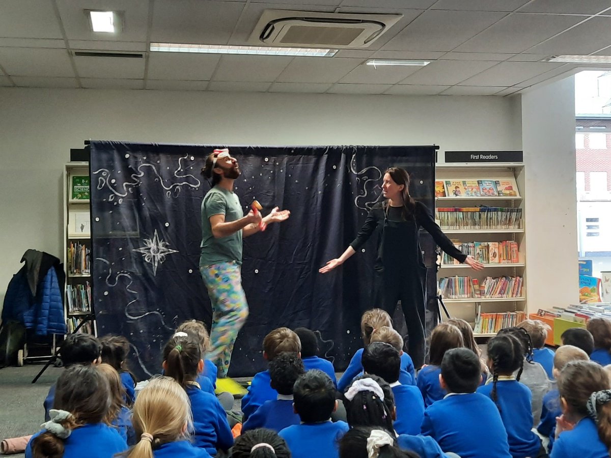 NewhamLibraries's tweet photo. This week is #ChildrensMentalHealthWeek and year 2 Ellen Wilkinson and Year 1 William Davies had a performance by @Discover_Story story builders at #BecktonLibrary . Map Of Me an original story, explores emotions and well-being through the eyes of its main character, Kit https://t.co/8LR3WVs2LW