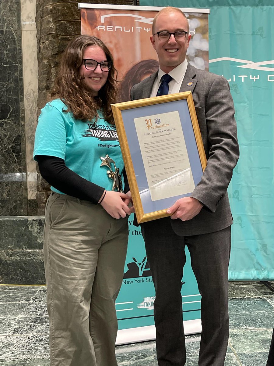 SVPCTobaccoFree's tweet photo. Legislative Education Day 2023! Tuesday, Reality Check Youth from Canton Central and @IndianRiverCSD had the pleasure of meeting with NYS Senator @MarkWalczyk
#RealityCheckofNY #YAYA2023 #TobaccoFreeNY https://t.co/yTe5FADrZl