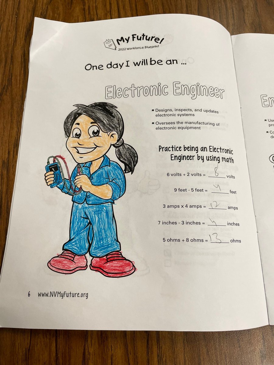 WCNevada's tweet photo. What do you want to be when you grow up?
5th graders at @CTSewellES worked on activity books created by WC that explore 10 occupations across Southern Nevada's 7 key industry sectors. The #careers featured are projected to be in-demand over the next decade. #WorkforceBlueprint https://t.co/GcmFt1Aott