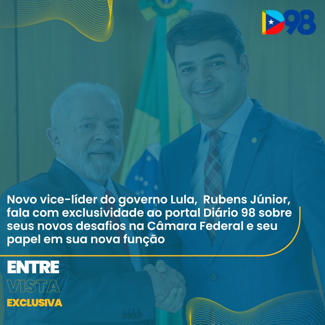 [EXCLUSIVA] Novo vice-líder do governo Lula, Rubens Jr. fala com exclusividade ao portal Diario 98 sobre seus novos desafios na Câmara Federal e seu papel em sua nova função. 

LEIA A ENTREVISTA COMPLETA: diario98.com/2023/02/09/rub…