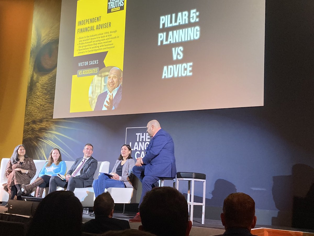 thelangcat's tweet photo. “A lot of people don’t have a clue what they want to be doing in 20 years time, they want to know how to deal with their tax bill” @SmartSacks on the need to talk about products with clients rather run a cash flow plan for everyone #langcatlive https://t.co/neUxySmyLb