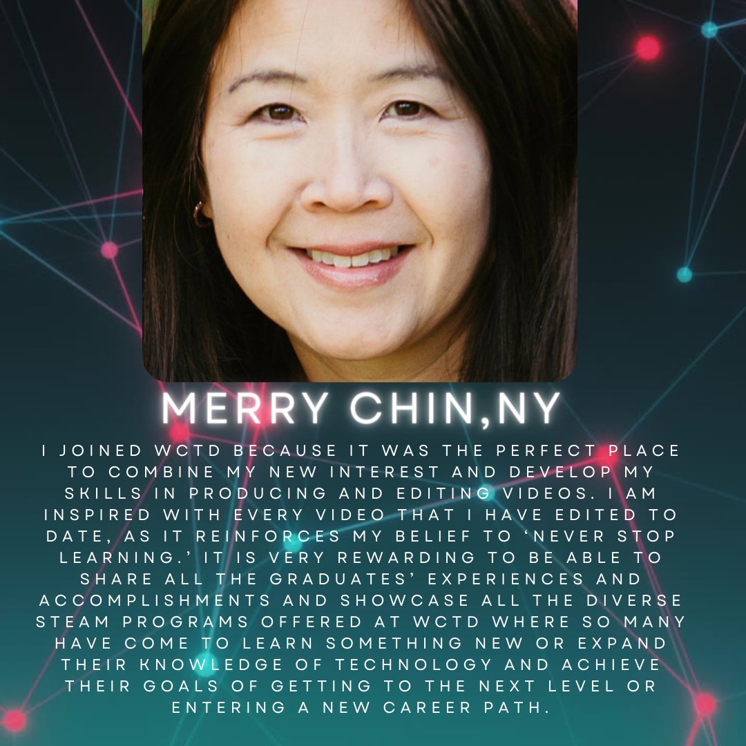 Meet Merry Chin! We Connect The Dot's Volunteer and Supporter who has helped enable students to explore new careers in Science, Technology, Engineering, Arts, and Math.