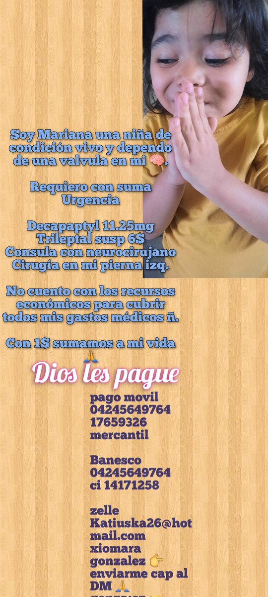 Si dejo d seguir mis tratamientos mi salud s verá comprometida, cada granito d 1$ puedes ayudarme mañana no tengo tratamiento por favor 🙏
pago movil 
04245649764
17659326
mercantil 

Banesco 
04245649764
ci 14171258
 
zelle 
Katiuska26@hotmail.com
xiomara👉enviarme cap al DM 🙏