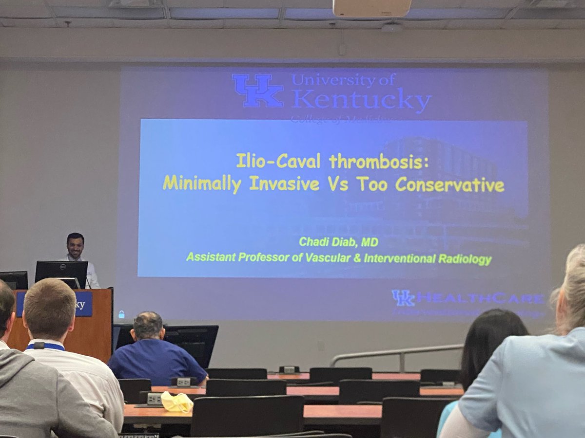UKY_IR's tweet photo. @DiabChadi giving grand rounds lecture on Ilio-Caval Thrombosis for the Department of Internal Medicine. @InternalUk @UKyRadiology @UK_HealthCare #irad #radres https://t.co/gFY50jqHQW