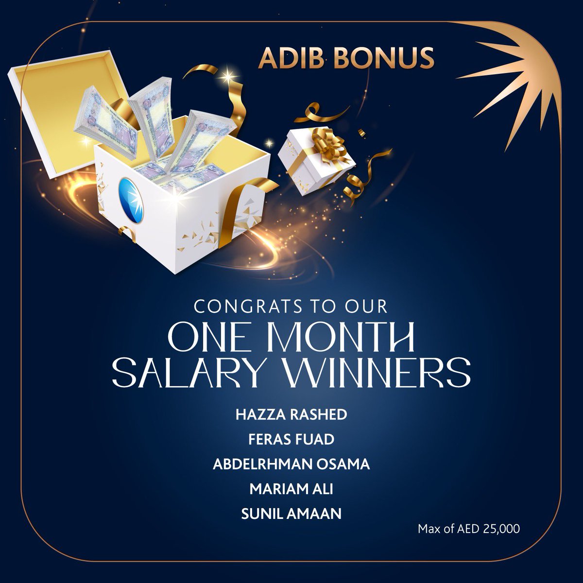 ADIBTweets's tweet photo. Congratulations to our Ghina Winners! 10,000 AED to each winner in our monthly #ADIB #Ghina #Savings #Account 9th Feb 2023 draw!
Apply now and you could be next.
Terms and Conditions apply
#ADIBAccounts #prizes #UAE #Ghina https://t.co/WAAe9x23Vn