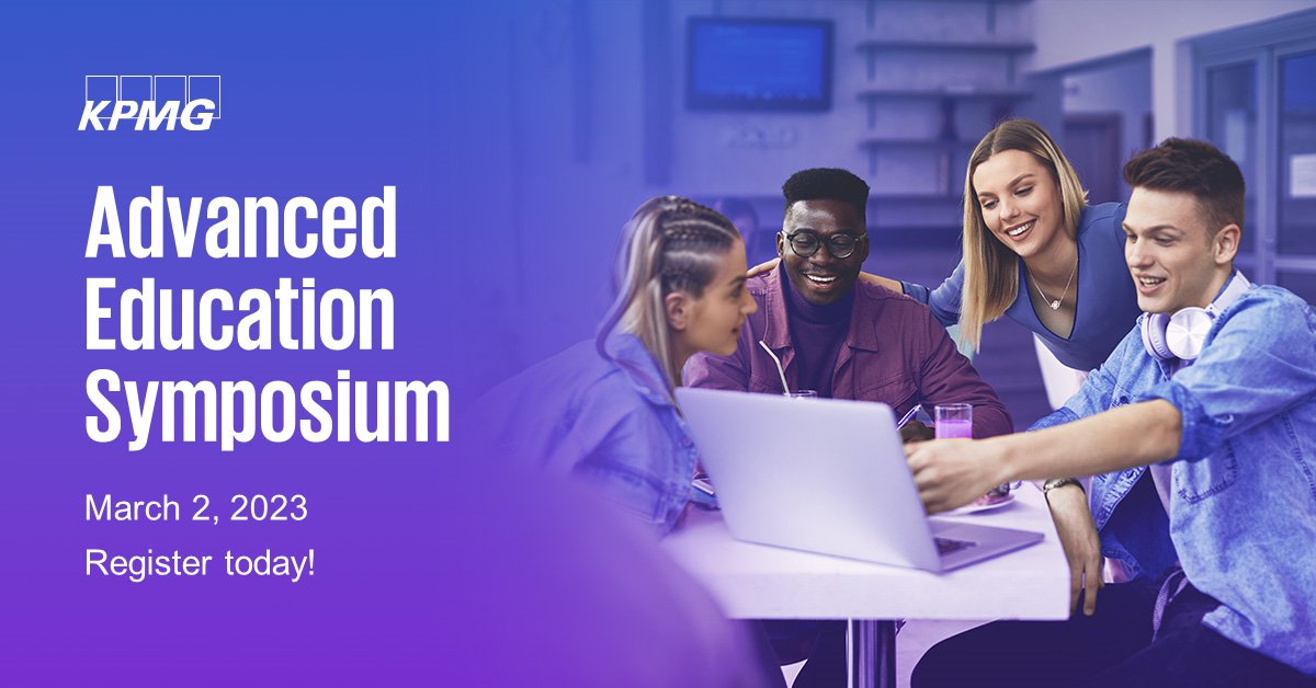 Join us on March 2nd for KPMG's Advanced Education Symposium featuring key industry leaders discussing the changing landscape of #HigherEducation. You won’t want to miss this event. Register here: bit.ly/3jAZMlY