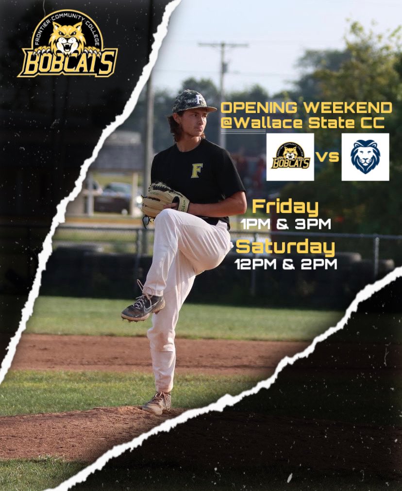 BaseballBcats's tweet photo. Opening weekend at Wallace State CC is set! 

See you February 10 at 1 p.m.

(times could change due to weather) https://t.co/TVgT0AnX6M