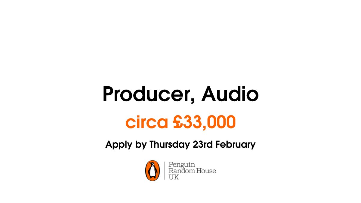 🐧📢Do you love literature? Do you have hands-on experience in producing audio, whether that be audiobooks, podcasts or radio?

We have an exciting opportunity to work in our fast-paced team at Audio, the UK's leading audiobook publisher!

More info here: bit.ly/3HPwBn0