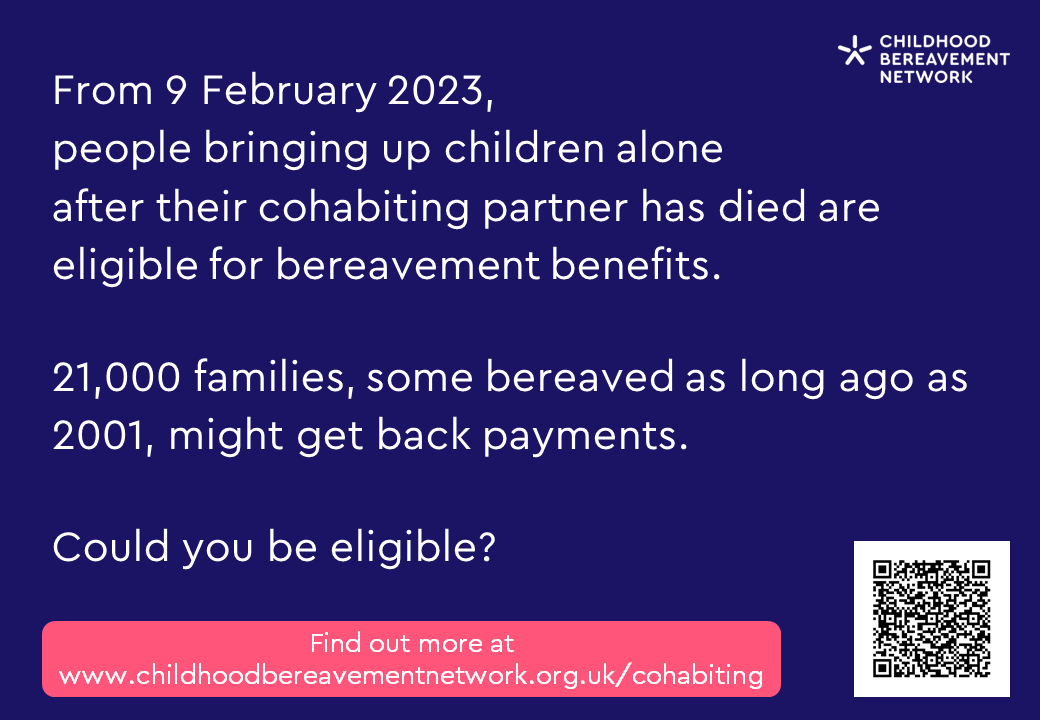 CBNtweets's tweet photo. From 9 Feb 2023, parents and carers whose cohabiting partner dies leaving them bringing up dependent children can claim bereavement benefits worth £000s

Help us #Findthe21k families, some bereaved as long ago as 2001, who could get back payments
https://t.co/AV4asDLcqC https://t.co/dgyIORbdMv