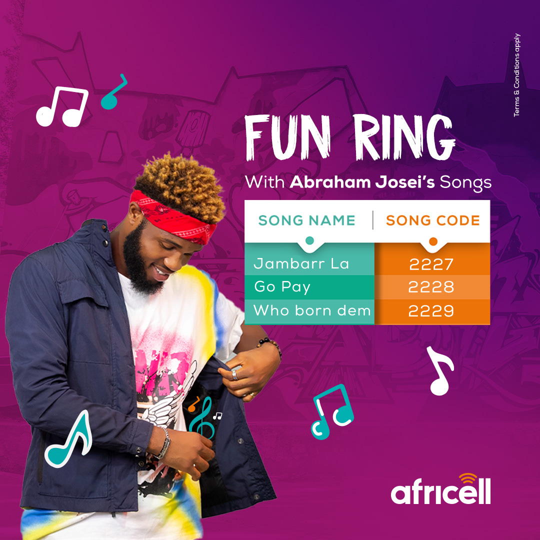 AfricellGM's tweet image. FUN RING with Abraham Josei❗️

Send the code of your favorite song by SMS to 139 and entertain your callers.

#FunRing
#AfricellGM 
#AfricellLovesTheGambia