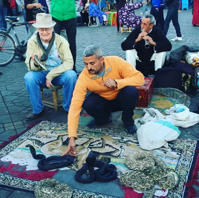 Hi, #WritingCommunity and #Readers. I’m not scared of snakes. Want proof? Check out this picture. It was pretty cool to wear a snake around my neck in Morocco.