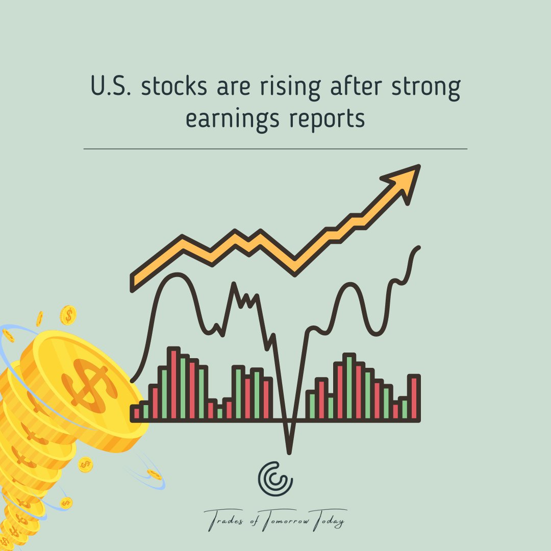 📈US stocks up! 
DJI up 156 pts (0.5%), S&amp;P 500 up 0.4%, NASDAQ up 0.6%. Disney, PepsiCo &amp; AbbVie beat expectations. Labor market still tight.

Pay attention to PayPal's earnings &amp; Fed's policy next week 

#stockmarket #investing #earnings #finance