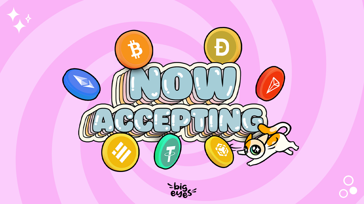📢#BigEyesCoin Announcement!

You asked, #BigEyes listened! From today, we will accept 5 new #cryptocurrencies to buy $BIG with!

👑#Bitcoin #BTC 
💰#Tether #TRC20  
🐕#Dogecoin #DOGE 
‼️ #Binance #BUSD 

Coming soon:
💎#TRON #TRX 

Join the $BIG presale: bit.ly/3CHvJPM