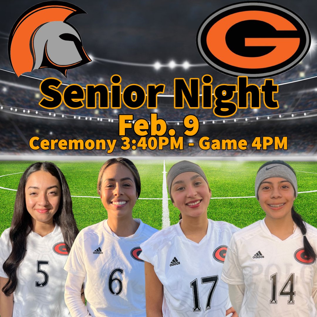 Join us today as we celebrate the athletic and academic accomplishments of our class of 2023 athletes, at our annual Senior Night! We will be honoring the following players:

Jeslyn Garcia #5
Karla Garcia #6
Samantha Oliva #17
Jacqueline Estrada #14
#WeAreSpartans
@gonzathletics