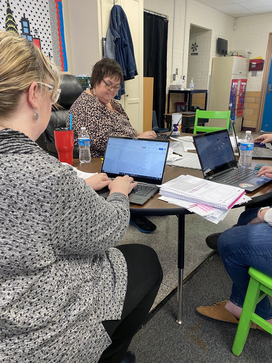 Principal Marshall writing a script along with the teachers for a reteach during a plc she is leading. #LeadershipMatters