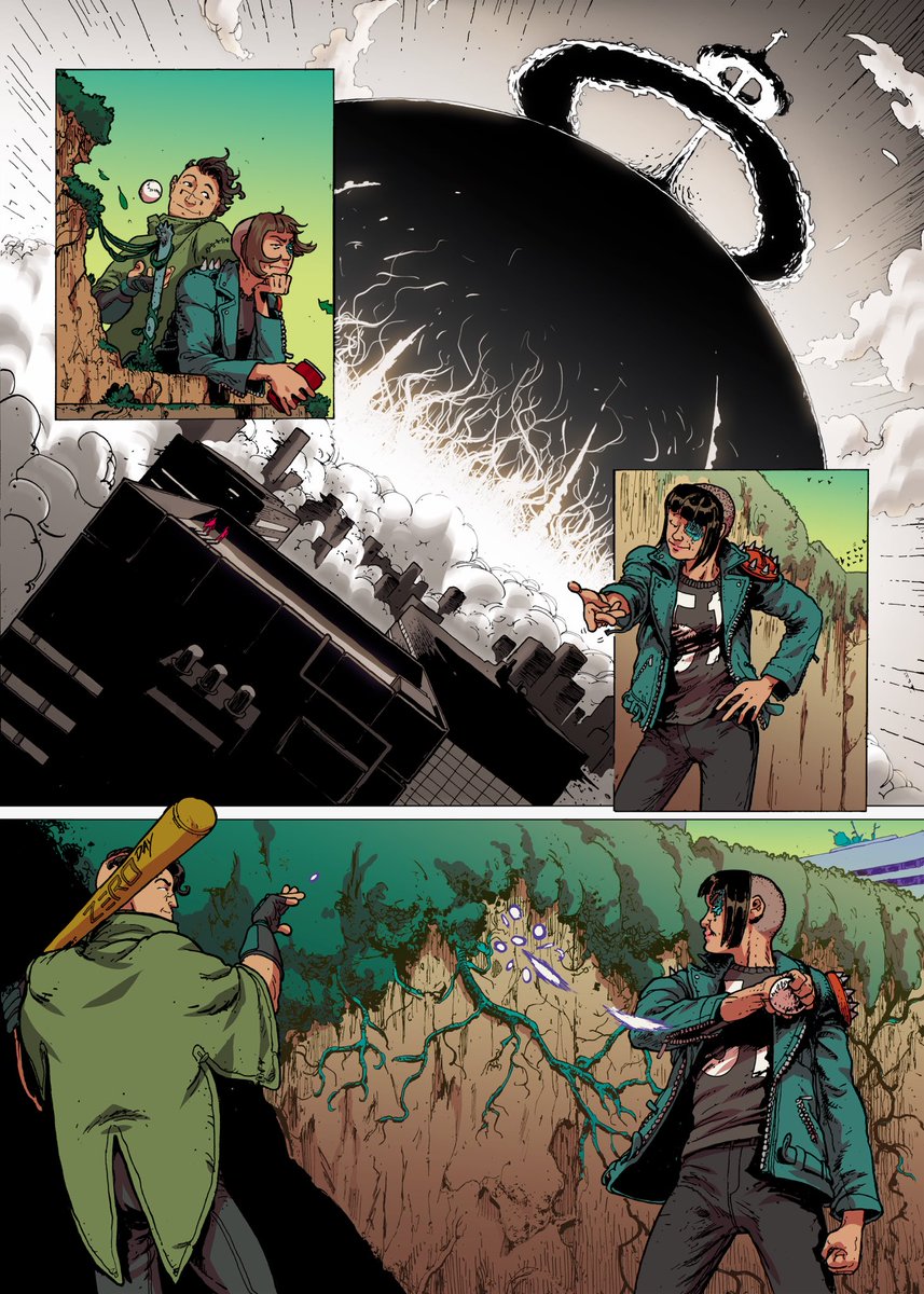 Playin’ ball at the end of the world. 

Major props to artist @clarkbintart and  colourist <a href="/FiverArts/">lou ashworth</a> for this stunning new page from Killtopia #5.

It’s the final book in our award-winning cyberpunk comic series (out June via @BHPcomics)

Show them some love below 👇