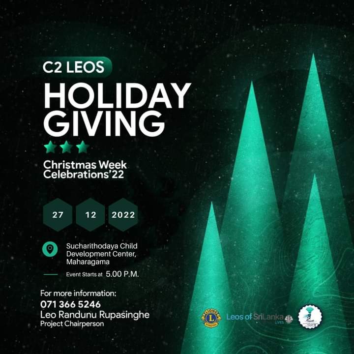 306c2's tweet photo. Along with the Christmas Week Celebrations’22, Leo District 306 C2 organised an event to provide a nutritious dinner to children in the Christmas season. "C2 LEOS HOLIDAY GIVING" was held on 27th December 2022 at Sucharithodaya Child Development Center, Maharagama. https://t.co/jSJSo387cu