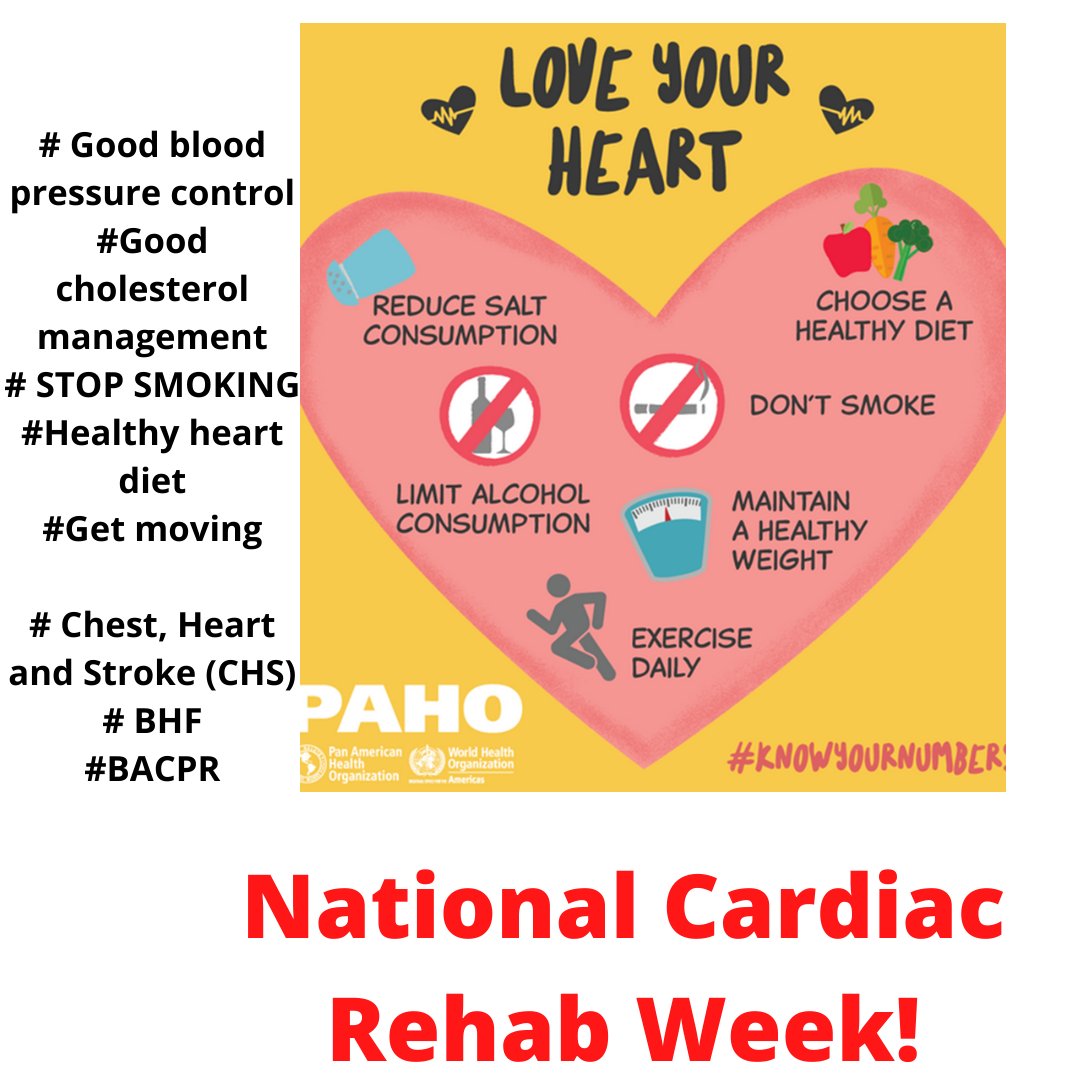 ❤ Reduce salt consumption 🧡Choose a healthy diet 💛Limit alcohol consumption 💜Maintain a healthy weight 💚Exercise #hearthealth #cardiacrehabweek #teamSHSCT