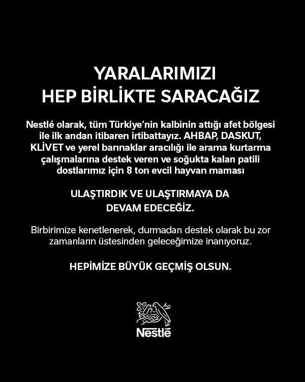 AHBAP, DASKUT, KLİVET ve yerel barınaklar aracılığı ile arama kurtarma çalışmalarına destek veren ve soğukta kalan patili dostlarımız için 8 ton evcil hayvan maması ulaştırdık ve ulaştırmaya devam edeceğiz. Birbirimize kenetlenerek bu zor zamanların üstesinden geleceğiz.