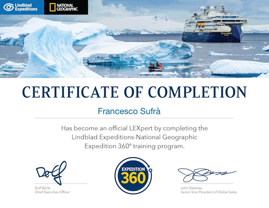 I am proud to have completed my 'Expedition 360° training program' with Lindblad Expeditions-National Geographic.

@LindbladExp  

#IterFacere #LindbladExpeditions #WhereIExplore #ExploreMore #Expedition #Wildlife #VirtuosoTravelAdvisor