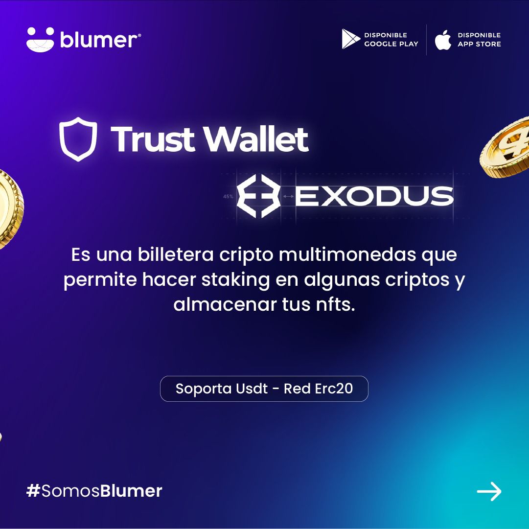 somosblumer's tweet photo. Estas son las billeteras compatibles con #ERC20 con las que puedes recibir el envío de #USDTether  

Cuentanos, ¿Cual de estas billeteras usas? 🤔

#Blums #USDT #Somosblumer #cripto https://t.co/eSjeeKId01