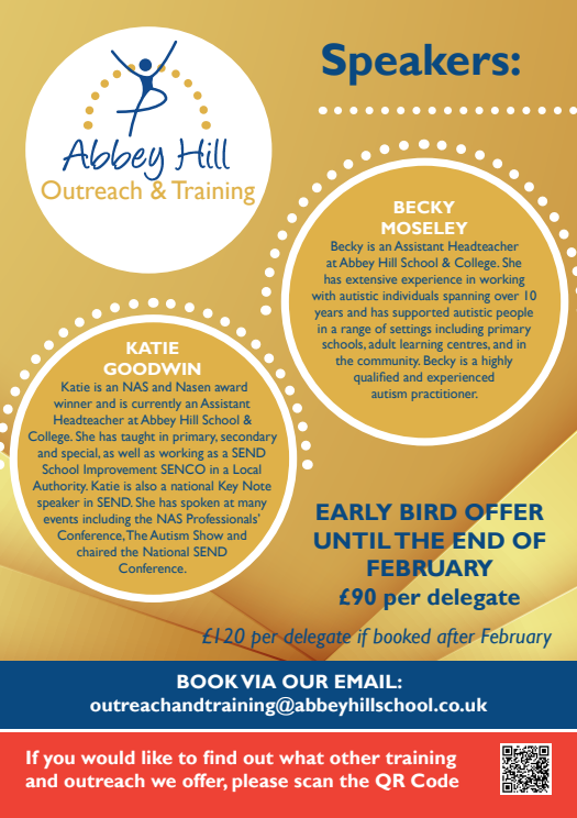 HillOutreach's tweet photo. **Breaking News - Whole Day SEND CPD Event - Early Bird Prices ***
Where: Bet 365 Stoke City Stadium
When: 25-05-23
Price: £90 per delegate if booked before the end of Feb (£120 normally)
Email to book: outreachandtraining@abbeyhillschool.co.uk
#SENDtraining @AHSchoolCollege https://t.co/uX4mERrnG7