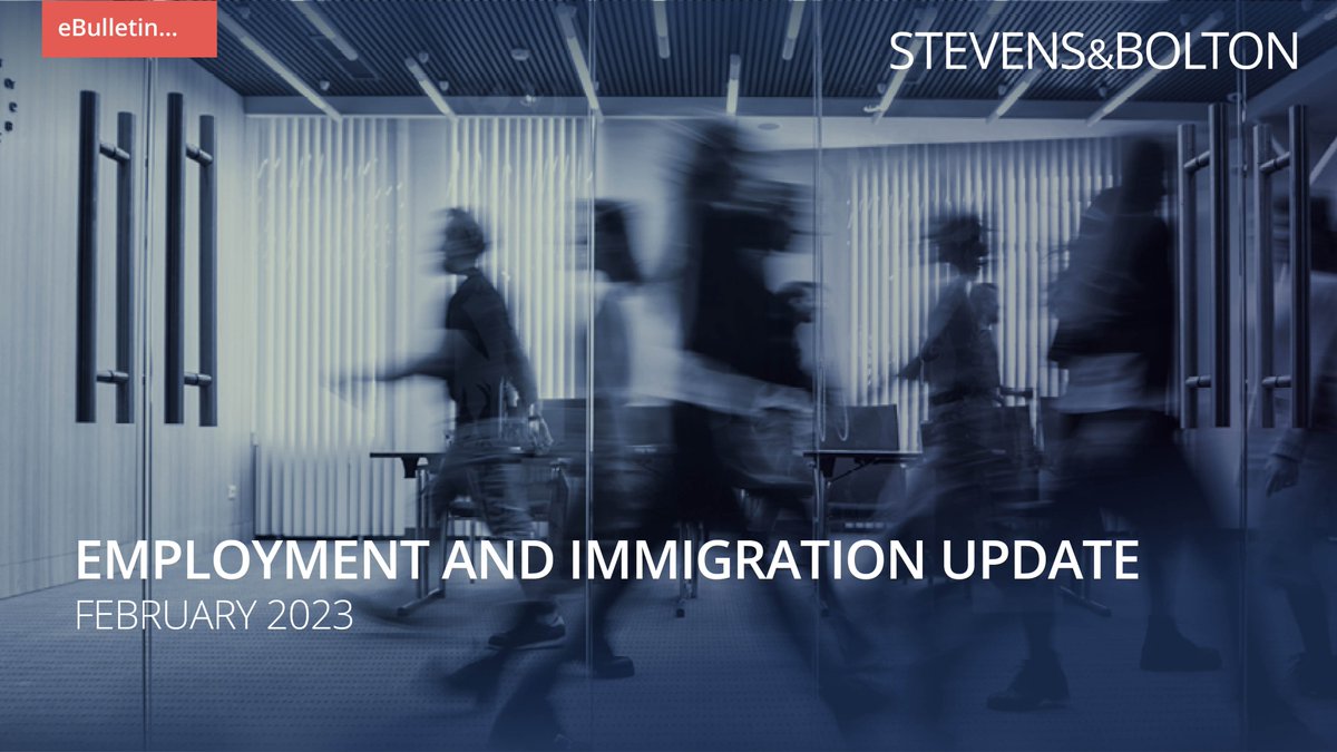stevens_bolton's tweet photo. Catch our latest #employment and #immigration ebulletin. Our February update includes topics such as recruiting using artificial intelligence, menopause and the workplace and details of our upcoming employment webinar - read more here: https://t.co/l5DpusFF7V https://t.co/Ct7PKL2n3Y