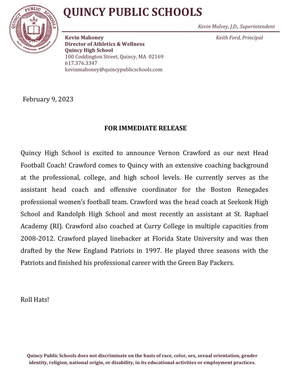 Quincy HS Athletics tweet media