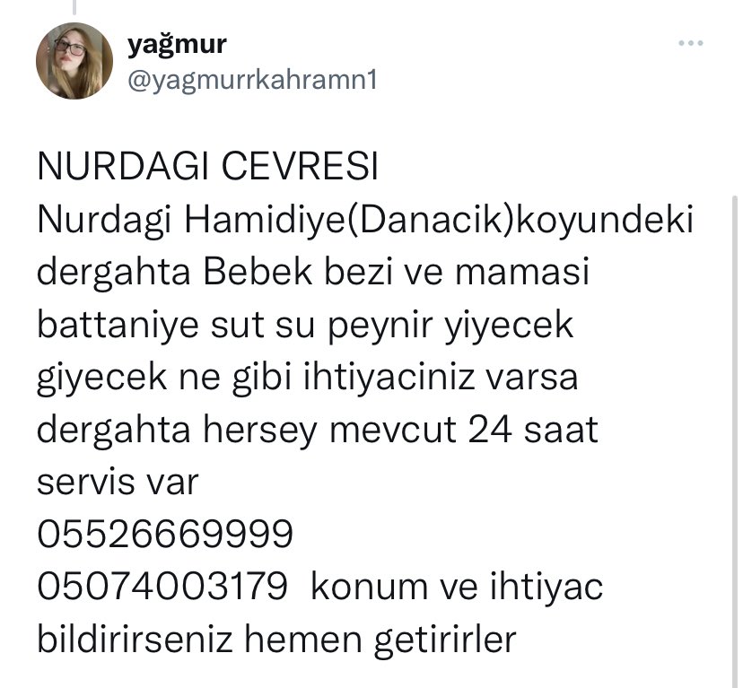 TEYİTLİ BİLGİDİR BİZZAT ARADIM!! NURDAĞI HAMİDİYE KÖYÜNDE BEBEK BEZİ BEBEK MAMASI YİYECEK GİYSİ HÂLÂ ELLERNDE MEVCUTTUR 5 DK ÖNCE ARADIM (9 SUBAT 19:43)